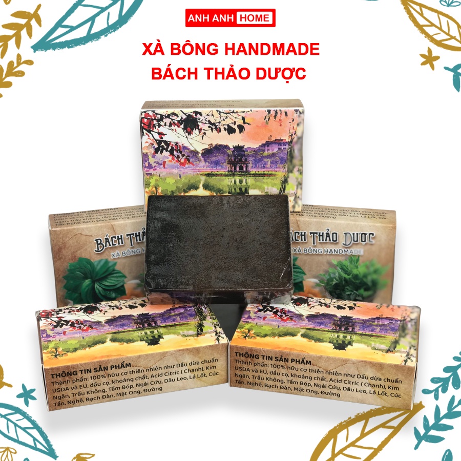 Xà Bông Hữu cơ AnhAnhHome Thiên Nhiên Handmade (Xà Phòng Nghệ Mật Ong, mướp đắng, Than tre, bạc hà..