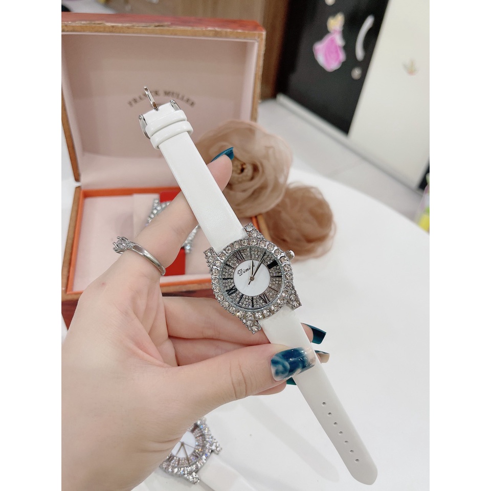 Đồng hồ Dimini mặt tròn dây da mềm mịn, bảo hành 12 tháng