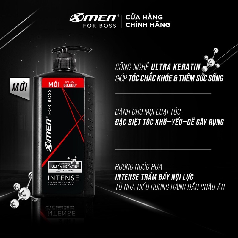 COMBO DẦU GỘI NƯỚC HOA XMEN FOR BOSS 650g + SỮA TẮM NƯỚC HOA XMEN FOR BOSS INTENSE 650g