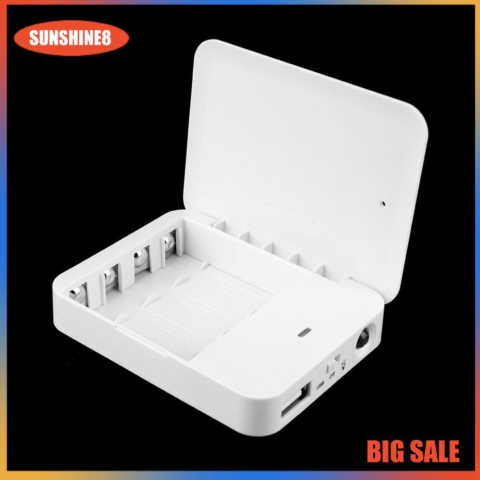 【SUN】Portable USB 4AA Battery Emergency Charger Power Bank Case For Cell Phone