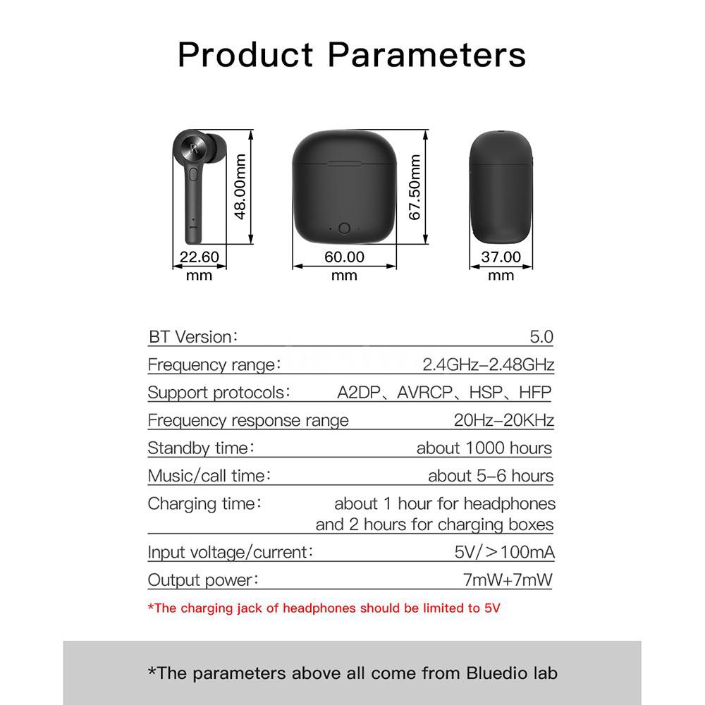 Bộ Tai Nghe Bluetooth 5.0 Không Dây Có Mic Bluedio Hi