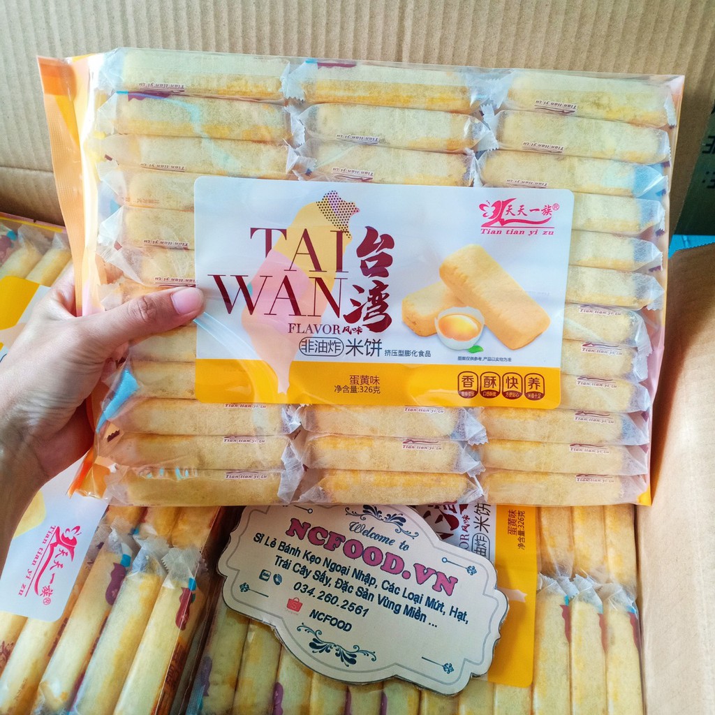 [Mã 66FMCGSALE hoàn 8% đơn 500K] Bánh Gạo Cuộn Phô Mai Trứng Muối TAIWAN 326gr (NCFOOD)