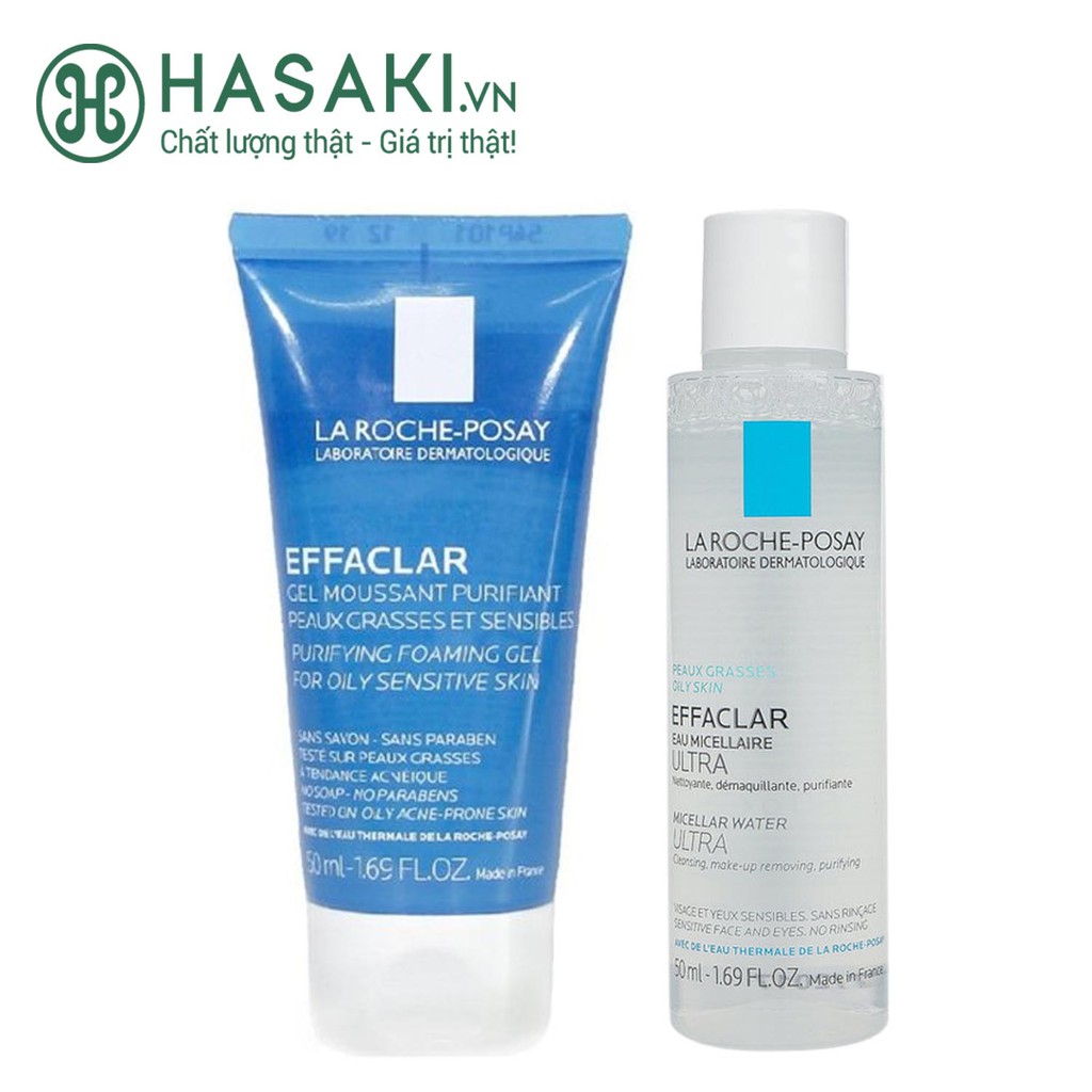 Combo La Roche-Posay Gel Rửa Mặt Cho Da Dầu 50ml + Nước Tẩy Trang Cho Da Dầu 50ml