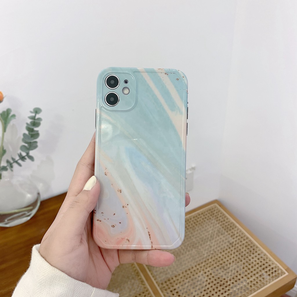 Mới Ốp Điện Thoại Imd Màu Xanh Lá Nhạt Họa Tiết Vân Đá Cẩm Thạch Cho Iphone 12 Pro Max 11 Pro Max Xs Max Xr X 7 8 Plus