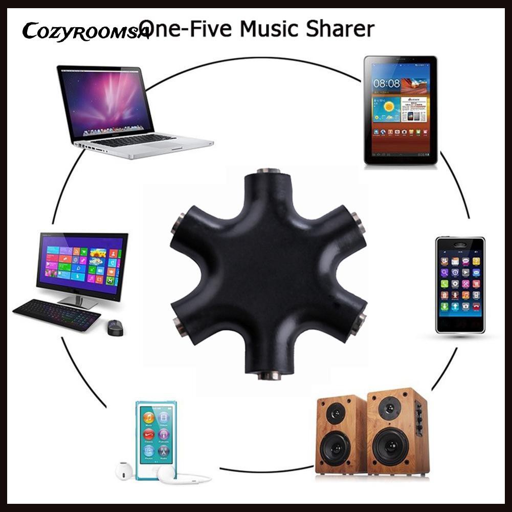 Dây Cáp Chia Cổng Tai Nghe 1 Đầu Đực Sang 5 Đầu Cái Crs.3.5Mm