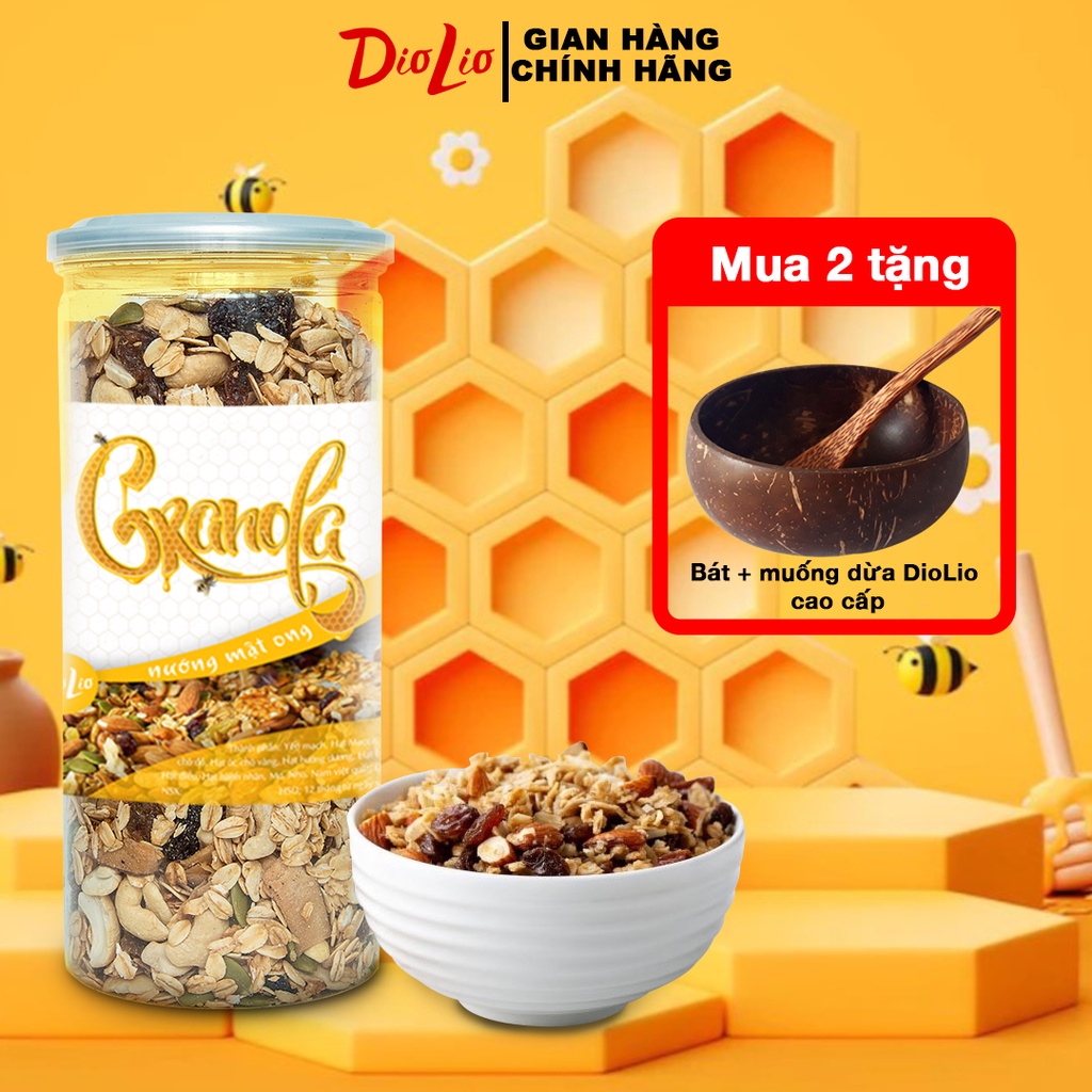 Granola ngũ cốc ăn kiêng giảm cân DioLio 500g tẩm mật ong, cho người mới giảm cân