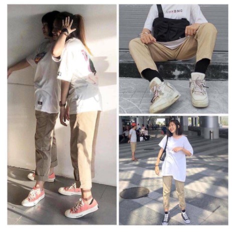 Quần Baggy Kaki Dáng Suông Unisex 🌸 Culottes khaki cạp chun trơn màu ĐEN | BE Ulzzang HOT 🌸