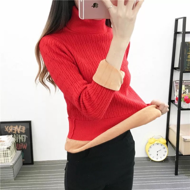 Len nữ cổ cao lót nỉ ấm siêu kute hàng QCCC