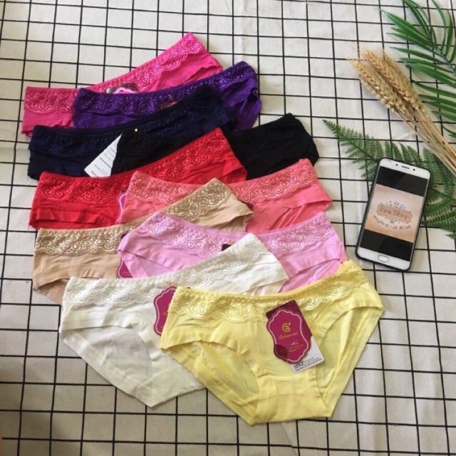 (8636)combo 10 quần lót cotton Thái phối ren xinh