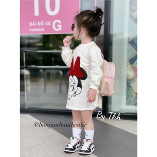 Vb276 - váy nỉ bé màu be mickey nơ đỏ