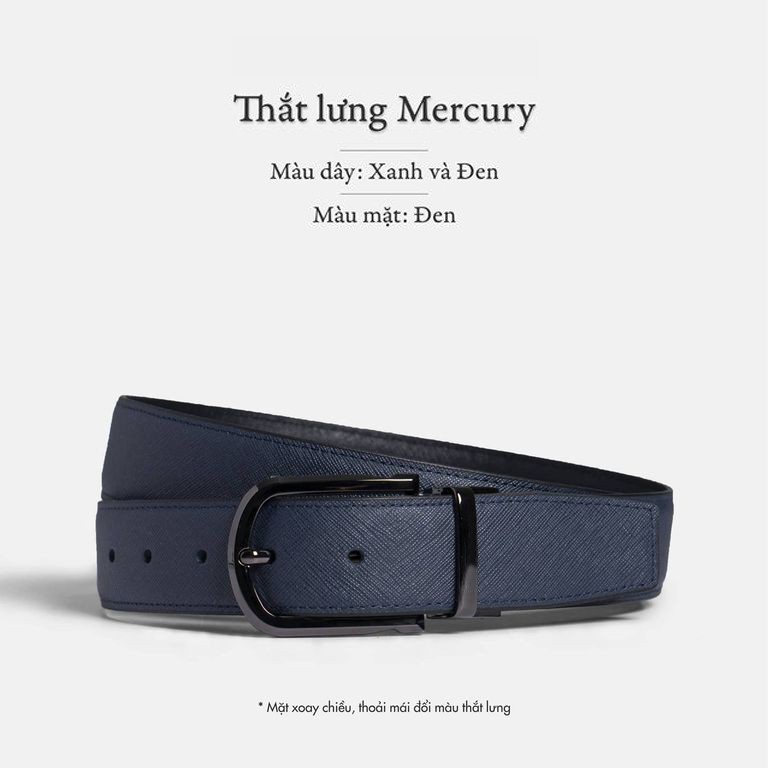 Thắt Lưng MERCURY Nam Da Saffiano Đẹp Sang Trọng Dây Nịt Mặt Xoay Chiều Nhập Khẩu Chống Thấm Nước