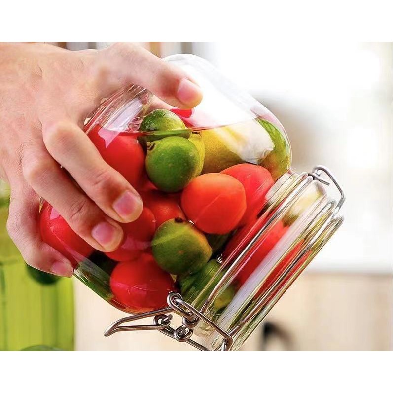 Hũ Thuỷ Tinh Tròn Nắp Cài Khoá 500ml 750ml - Lọ Thuỷ Tinh Đựng Gia Vị,Thực Phẩm