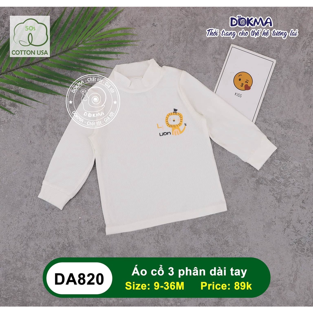 DA820 Áo cổ 3 phân dài tay Dokma vải cotton tăm mỏng giữ nhiệt (9-36M)