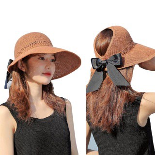 [Cao Cấp Có Sẵn] Mũ Nửa đầu - Vành rộng chống nắng gắn nơ thời trang.