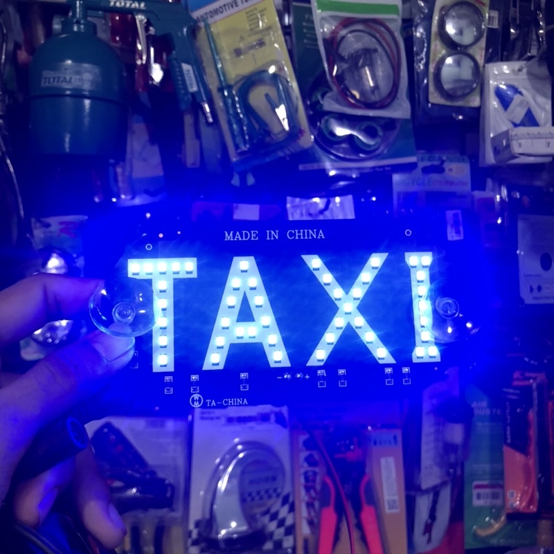 ✅Đèn trang trí trí gắn trên kính xe ô tô chữ TAXI, 12v