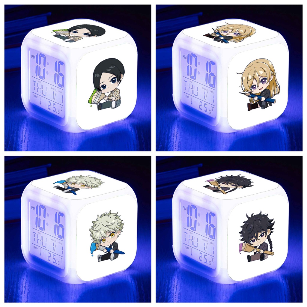 Đồng hồ báo thức để bàn in hình BLUE PERIOD anime chibi LED đổi màu