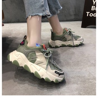 Giày thể thao nữ ULzzang 2 dây buộc kiểu đế cao hình sóng mẫu mới 2022