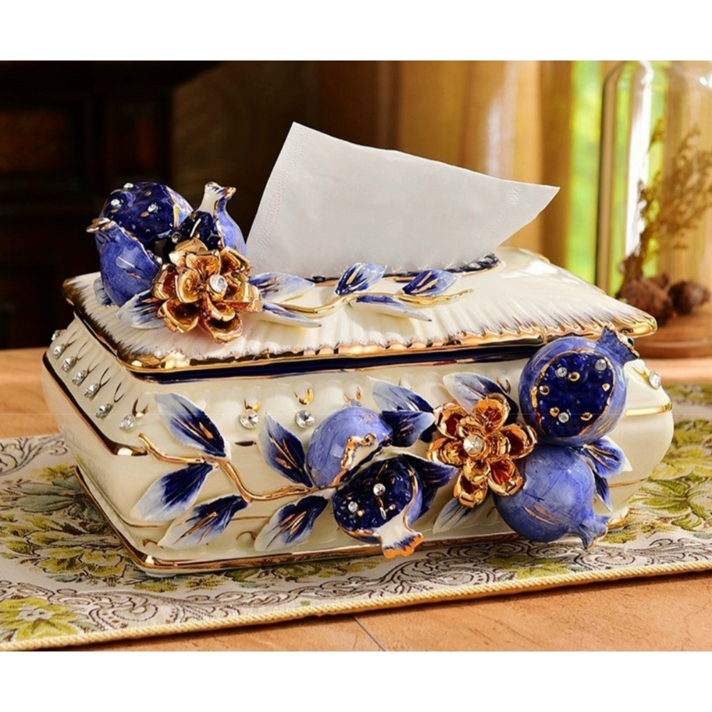 Hộp Đựng Giấy ăn,khăn gấy,Để Bàn Bằng Gốm Sứ ,Hoạ Tiết Hoa nổi,3D,decor trang trí bàn tủ ,kệ, quà tặng đẹp,giá rẻ