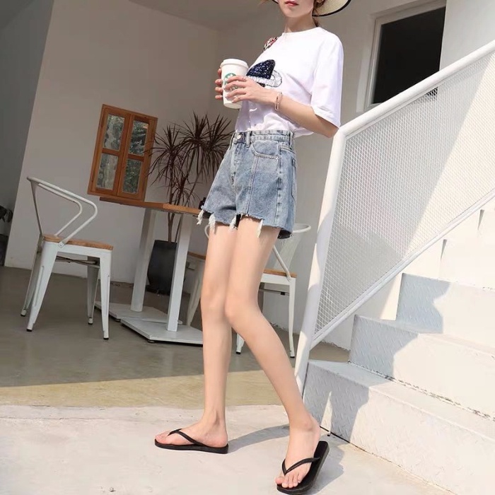 Quần Short Denim Lưng Cao Thời Trang Hàn Quốc Dành Cho Nữ