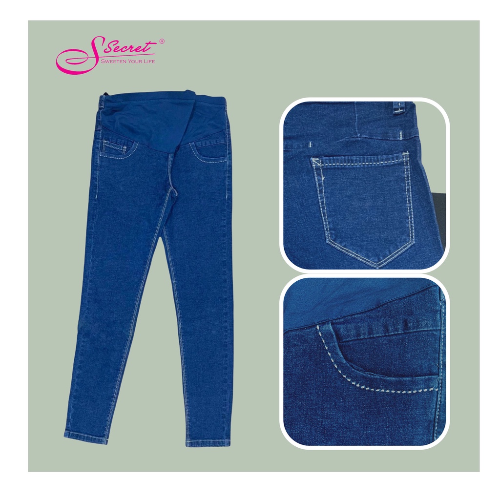 Quần jean bầu Sweeten your life chất liệu denim co dãn