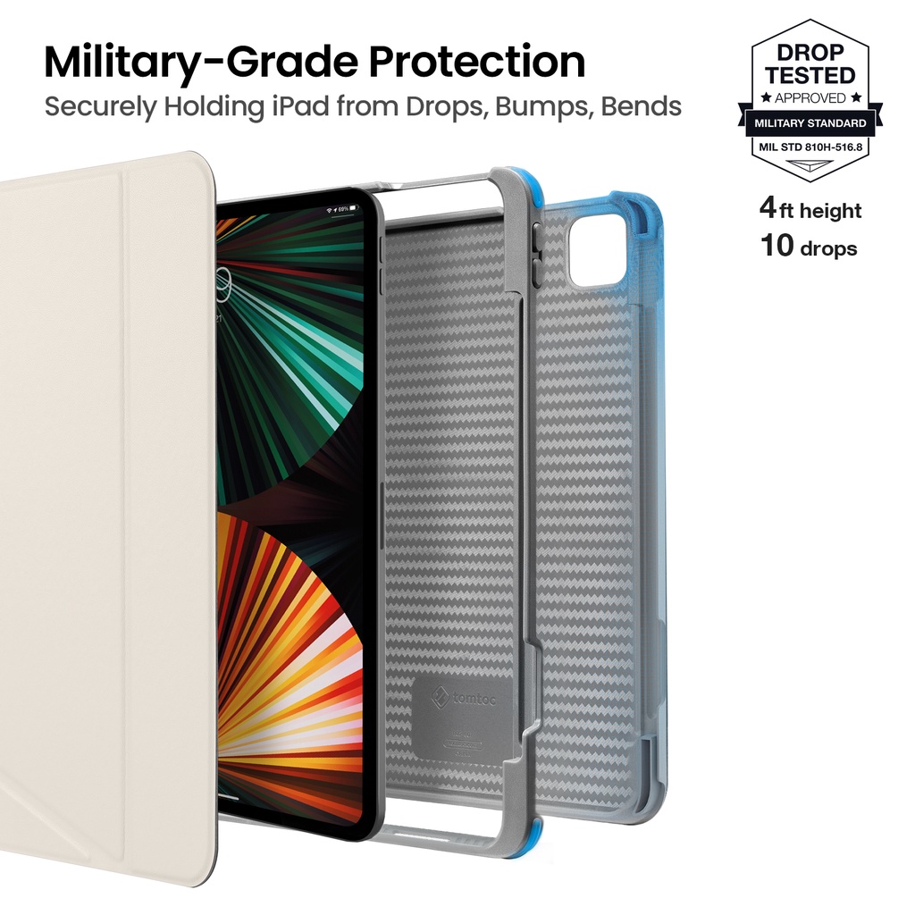Bao Da Tomtoc USA Vertical Hỗ Trợ Sạc Không Dây Apple Pencil Dành Cho iPad Pro 11-12.9inch 2021