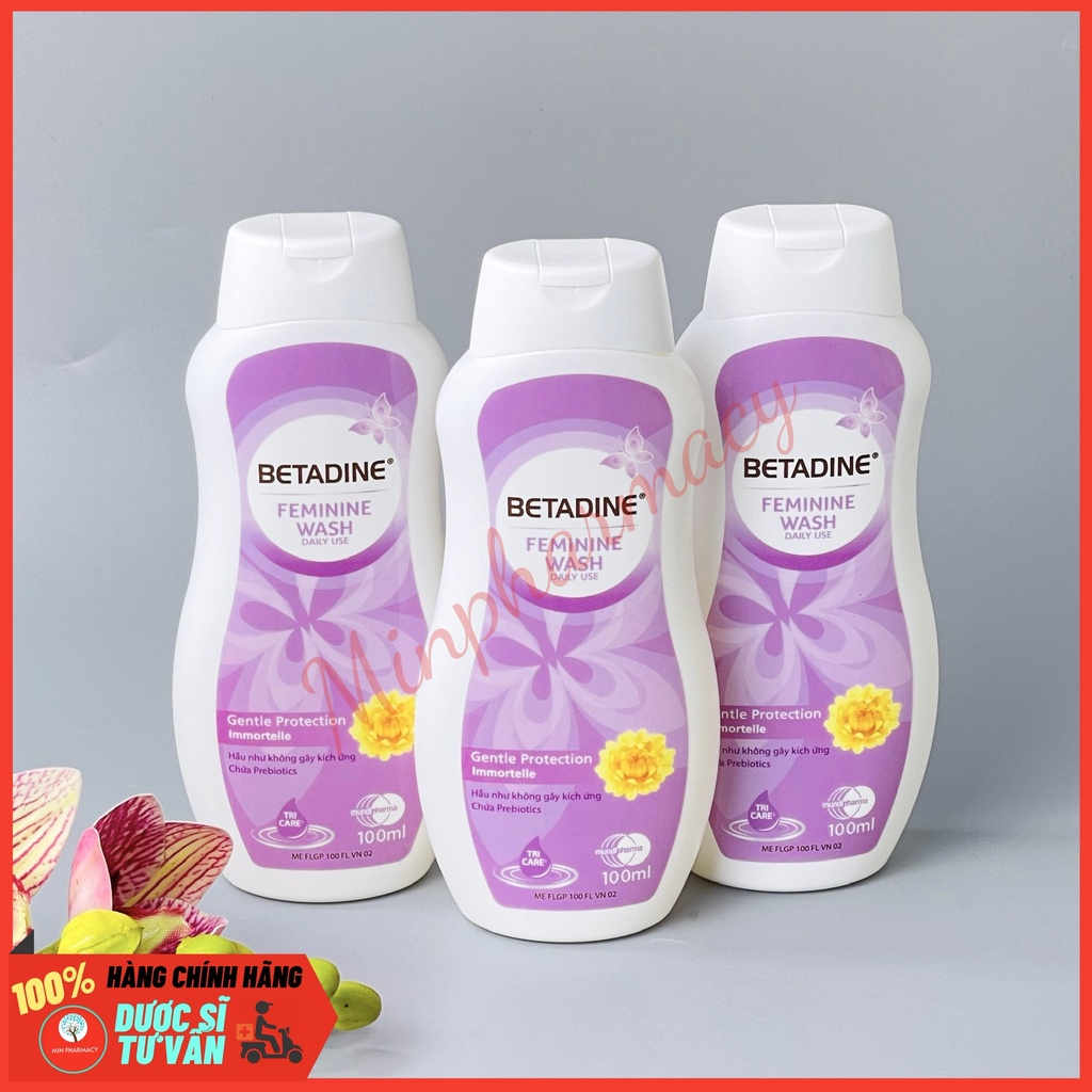 Dung dịch vệ sinh phụ nữ BETADINE Gentle protection màu tím chăm sóc dịu nhẹ Feminine wash - Minpharma