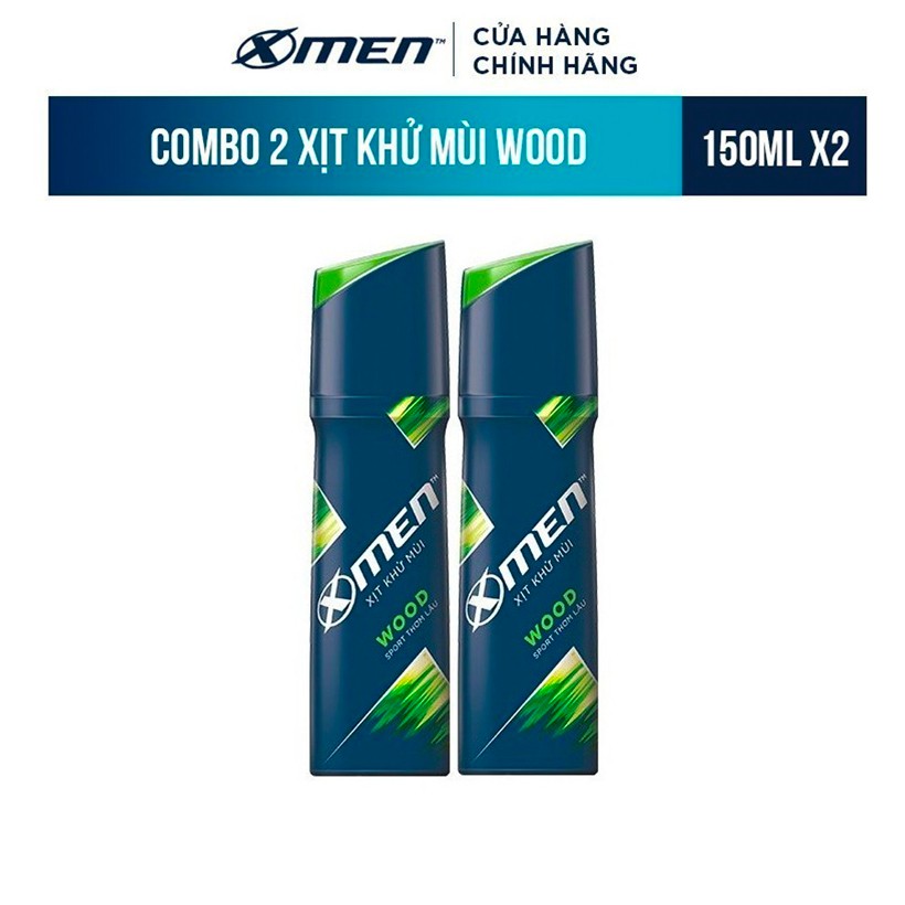 [Mã COSMEN giảm 8% đơn 250K] Combo 2 Xịt khử mùi X-men Wood 150ml