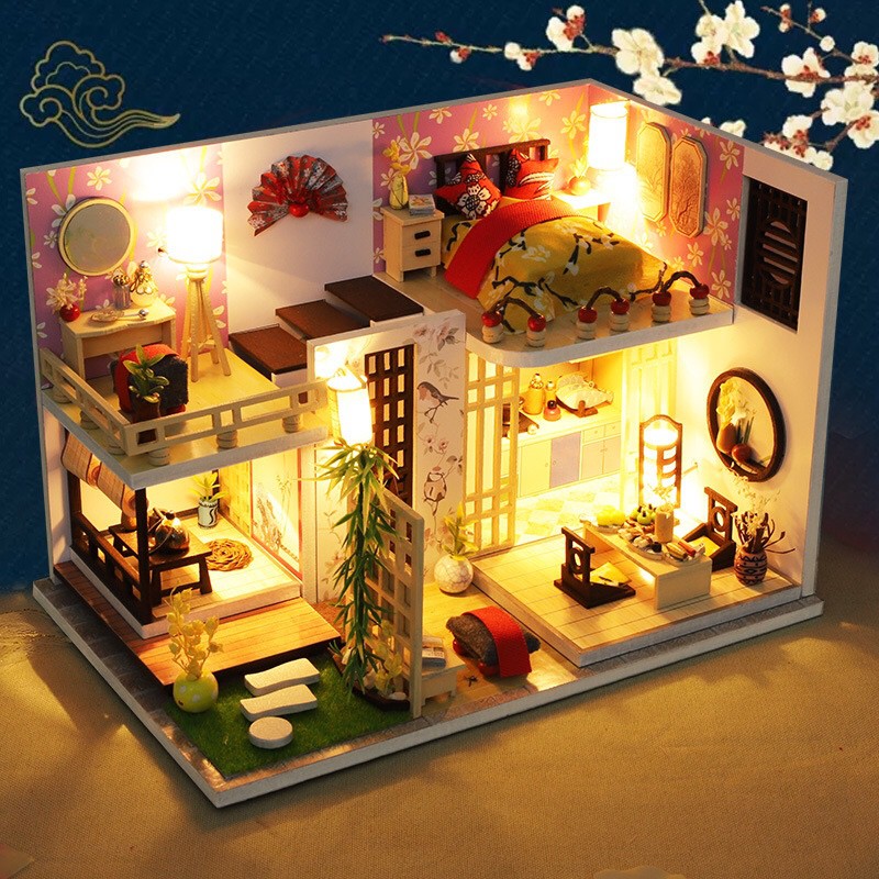 Mô Hình Nhà Gỗ Lắp Ráp DollHouse DIY - Hoa Anh Đào M027