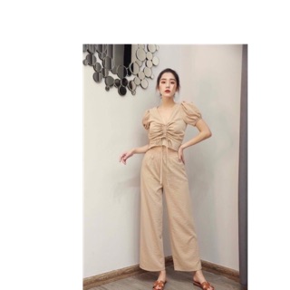 Bộ đũi áo rút dây ngực quần ống rộng