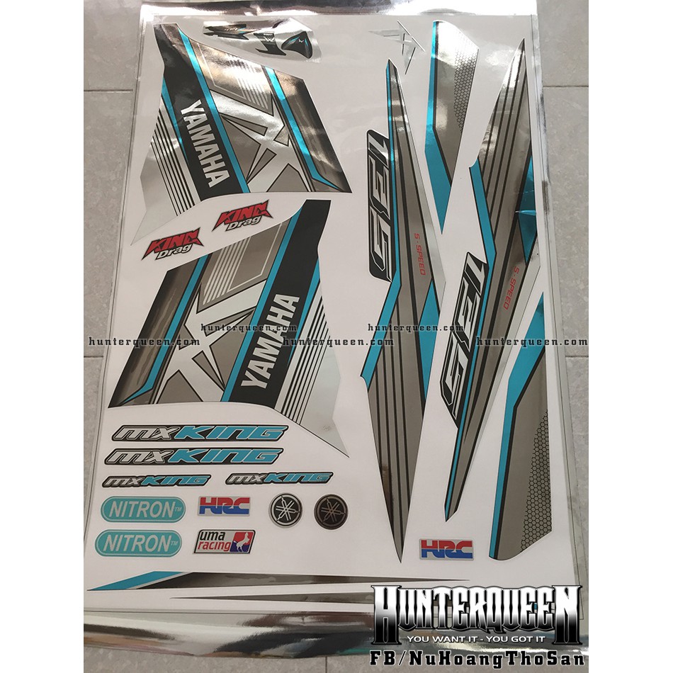 Exciter 2011 MX King - Tem rời Crom, xe đen tem xám bạc - Tùy chỉnh theo yêu cầu - Tem chế Exciter 135 chất lượng cao