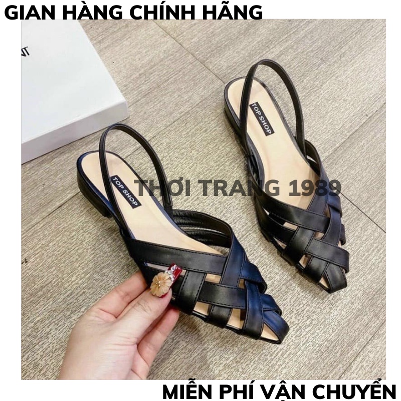 Sandal mũi nhọn đan dây- sục nữ đan dây mũi nhọn có quai hậu-dép da mềm êm chân, dép sục nữ phong cách tiểu thư siêu đẹp