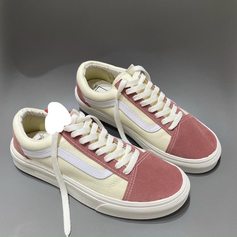 | CÓ SẴN - ẢNH THẬT |Giày vans hồng, vans kẻ hồng mũi nỉ bản 1:1 lót rời