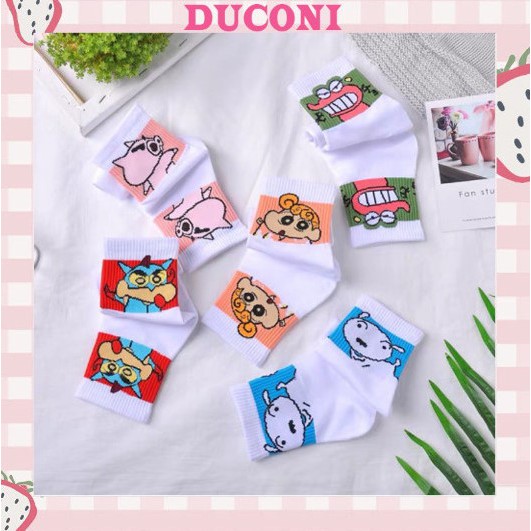 Tất Cổ Cao Trắng In Hình Nhân Vật Shin Cực Đẹp TN118