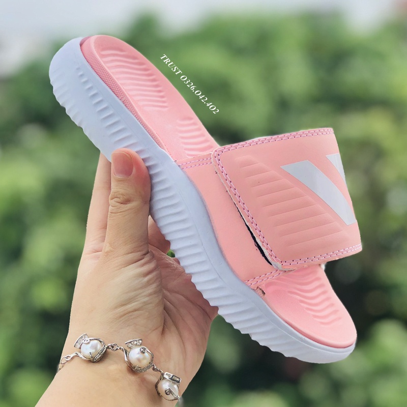 Dép Alphabounce adidas ❤️FREESHIP + FullBox❤️ quai ngang nam 3 sọc màu hồng sọc trắng chất xịn 1-1, đế dày nhẹ quai da