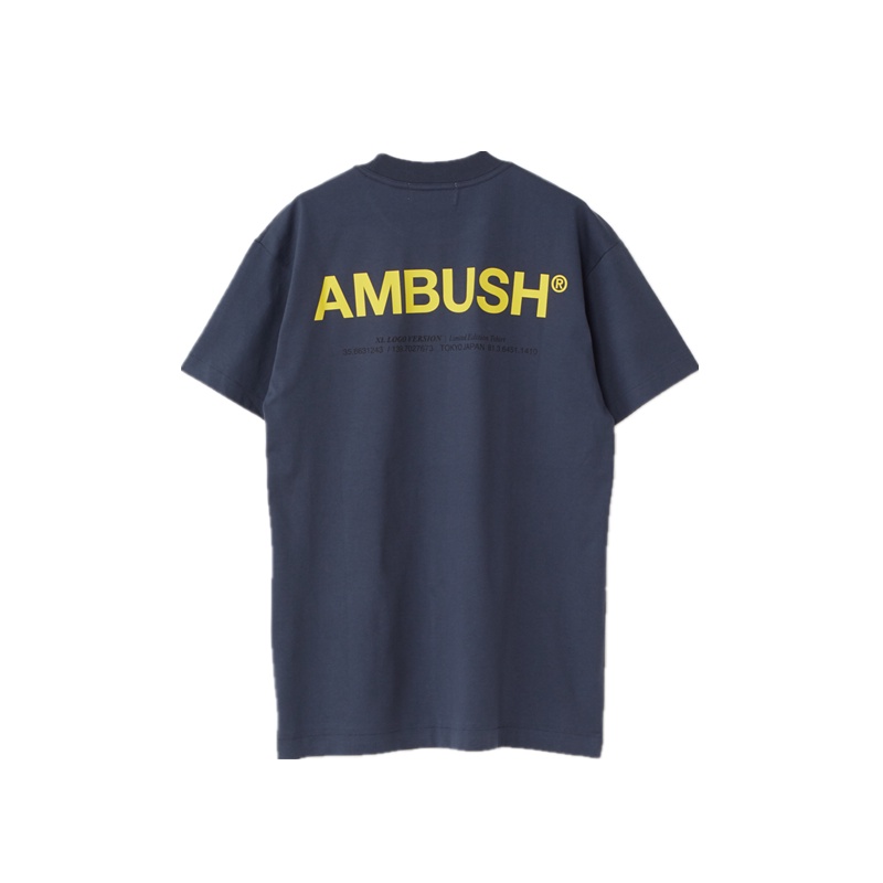 Áo thun tay ngắn cổ tròn in logo Ambush phản quang cho nam nữ