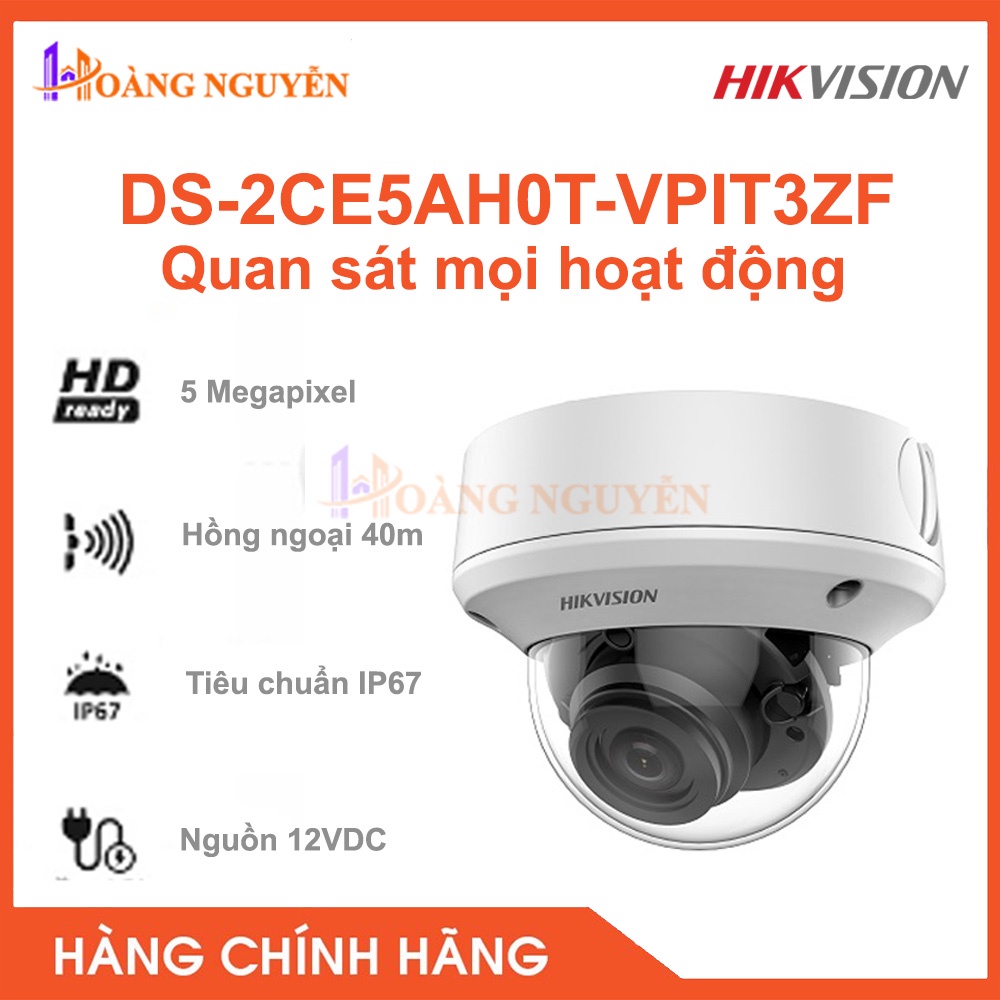 [NHÀ PHÂN PHỐI] Camera HD-TVI 5MP Hikvision DS-2CE5AH0T-VPIT3ZF