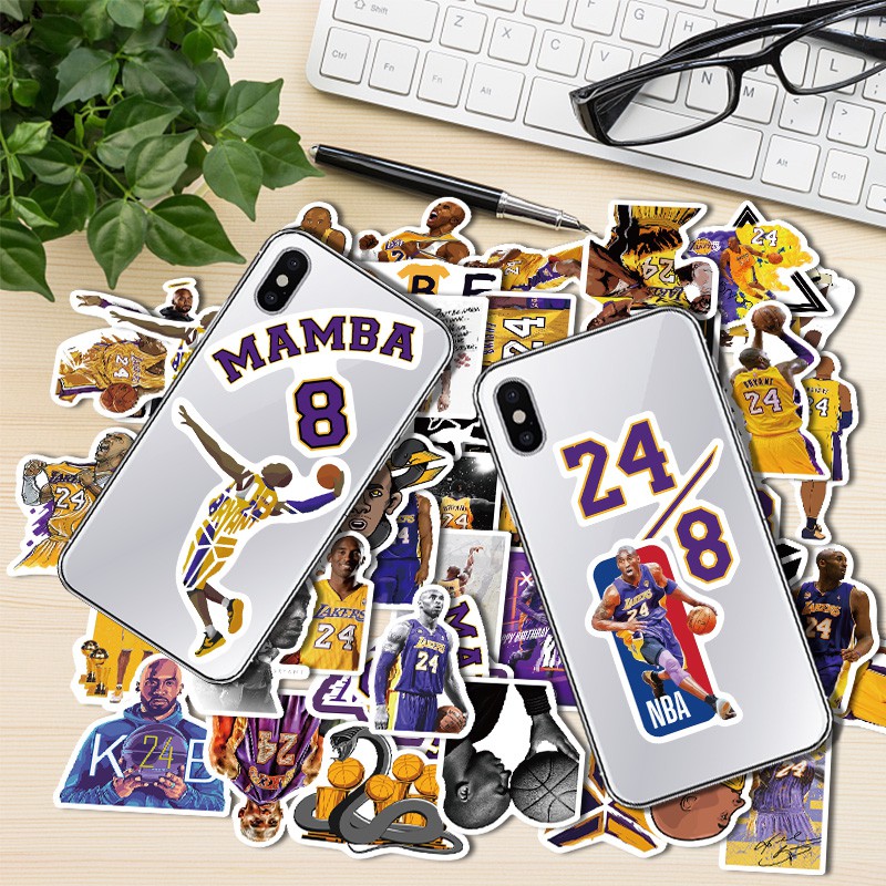 Sticker Bóng Rổ Bóng Đá 50 Hình NBA Kobe Curry James Kyrie Slam Dunk Sneaker Messi Ronaldo Neymar Dán Điện Thoại Laptop