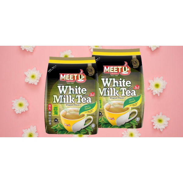 Trà Sữa Tự Pha  Malaysia  Meet U White Milk Tea 3 in 1 Túi 480g (12 túi )