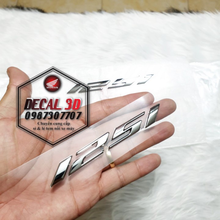 TEM SỐ 125i 3D MÀU BẠC CHO CLICK VARIO PCX FUTURE AB