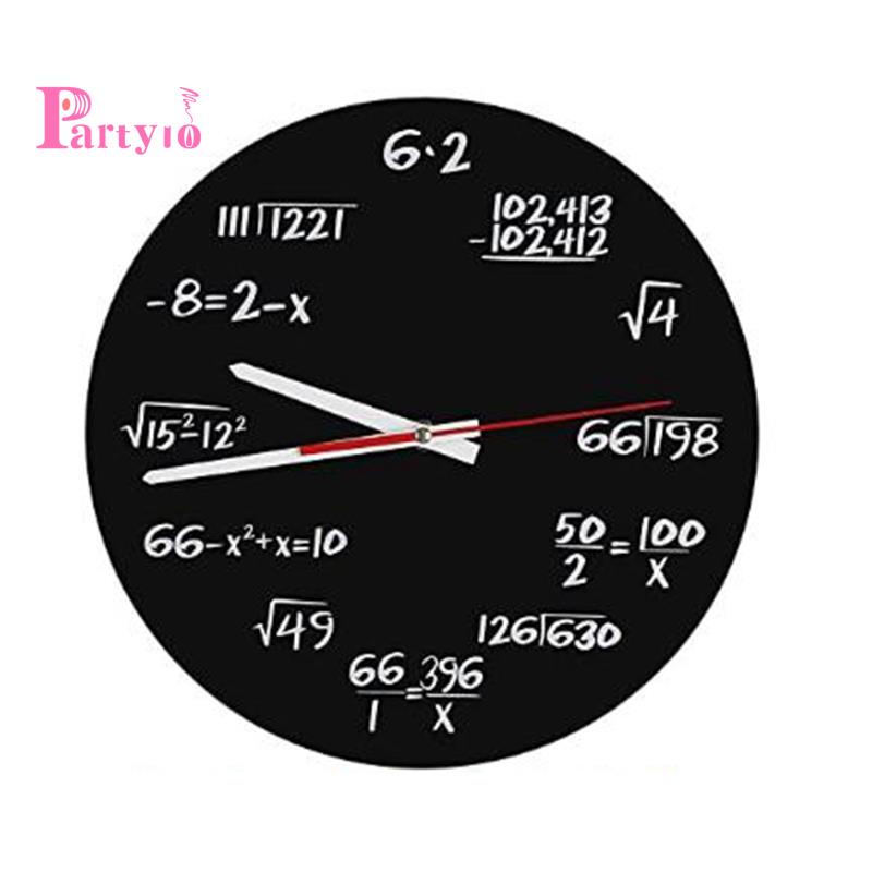 Đồng hồ treo tường công thức toán học màu trắng đen độc đáo trang trí nhà cửa/ văn phòng
