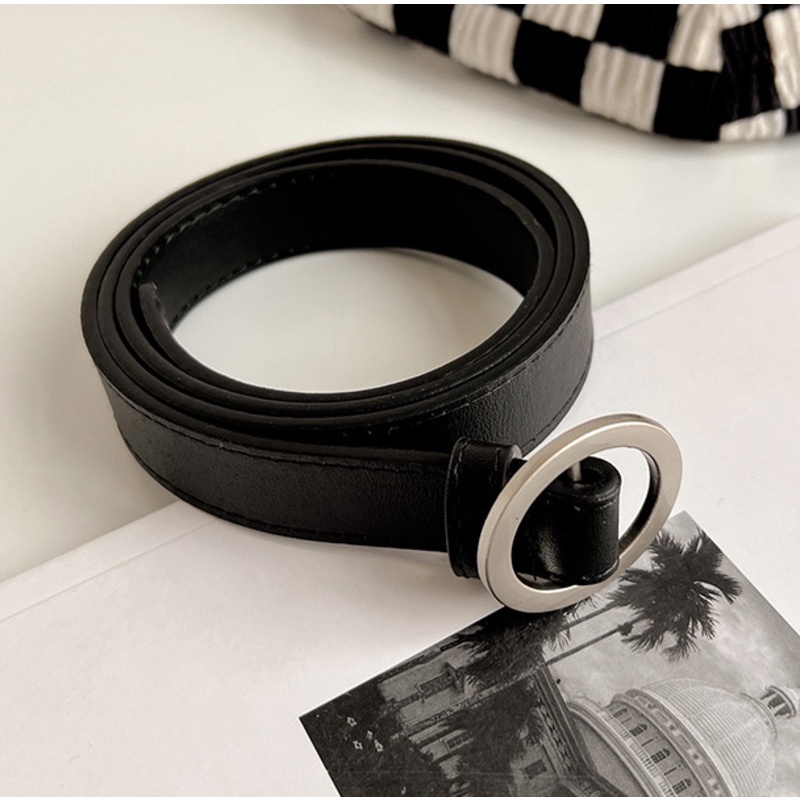 Thắt Lưng Khóa Tròn Màu Bạc Thời Trang Xuân Hè Phong Cách Hàn Quốc Mới