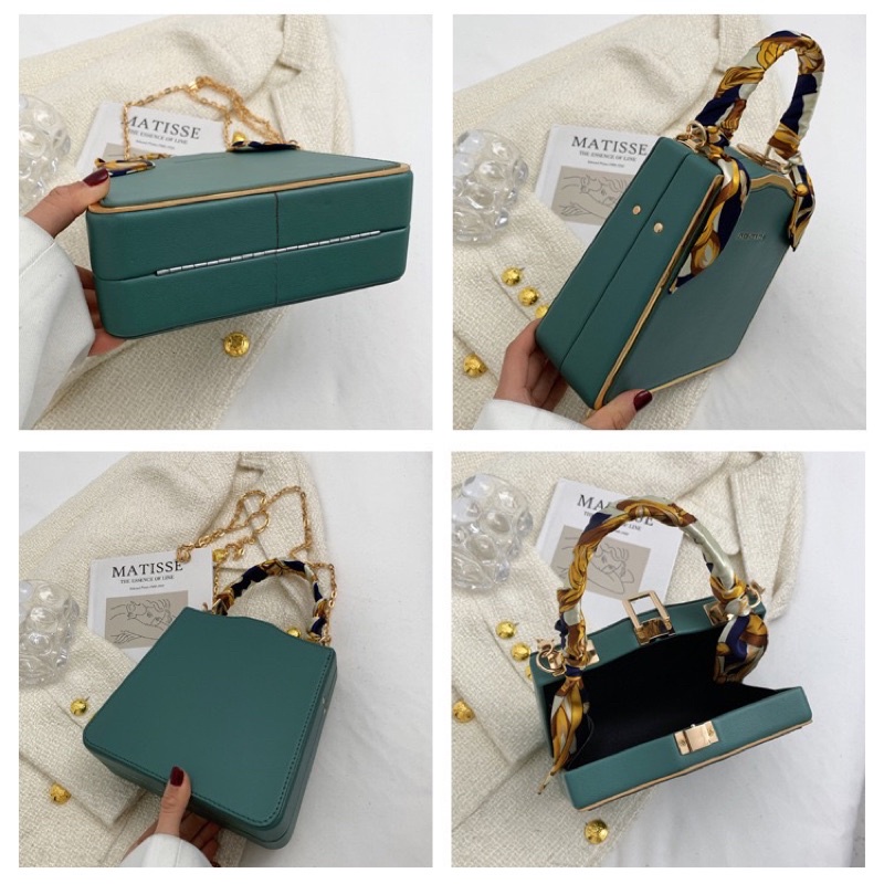 Túi đeo chéo phong cách petro dáng vuông kèm khăn 1118