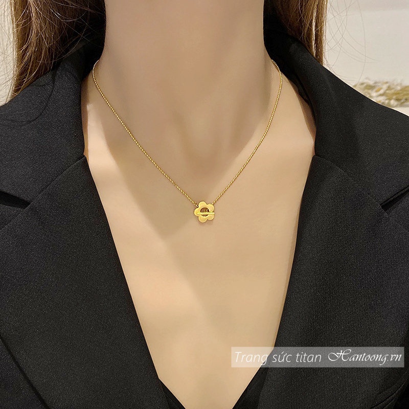 Dây chuyền nữ titan không gỉ mặt hình hoa hướng dương xinh xắn phong cách ins hàn quốc mẫu mới 2022
