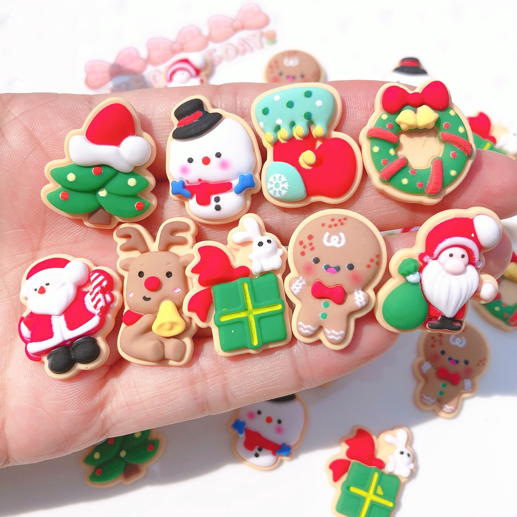 Set 10 Kẹp Tóc Hình Người Tuyết Bằng Nhựa Resin Trang Trí Điện Thoại / Tủ Lạnh DIY