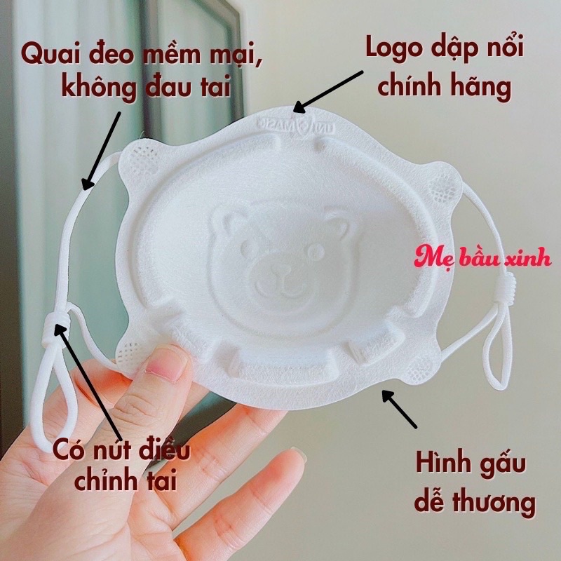 SET 3 KHẨU TRANG GẤU UNIMASK TRẺ 0-36 THÁNG FORM SIÊU DÀY KHÍT CỨNG CÁP