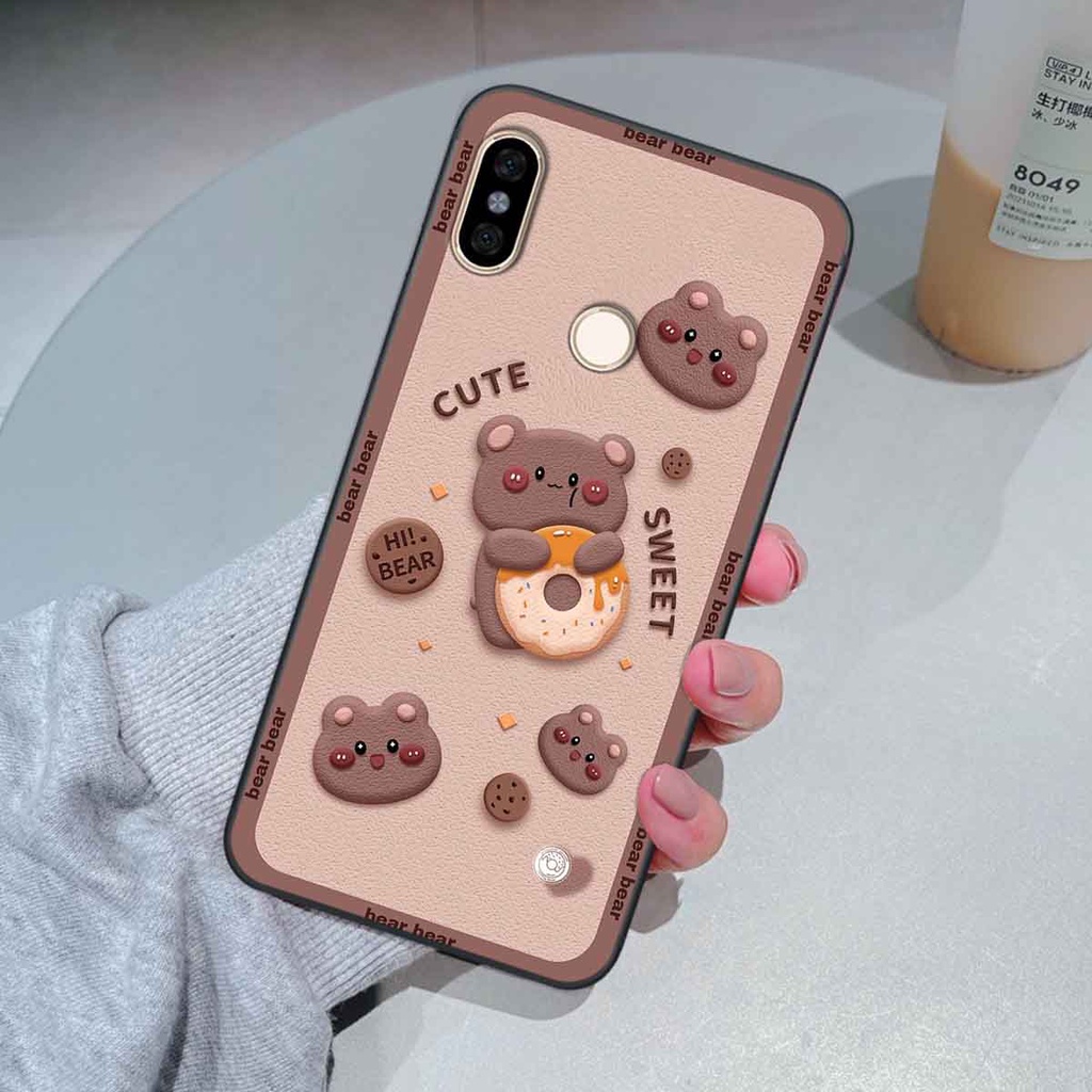 Ốp Xiaomi Mi A2 bear brick, gấu đáng yêu, dễ thương
