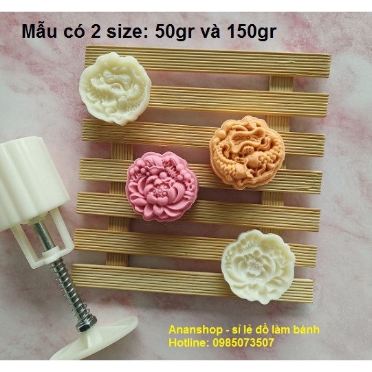 Khuôn trung thu lò xo 3D 2 mặt cá sen