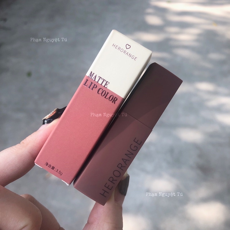 Son kem lì Herorange matte lip color đỏ nâu