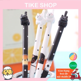 Bút nước mực đen nắp hình mèo 2 màu đen, trắng