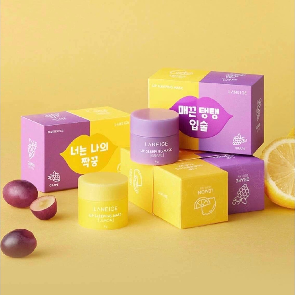 Set 2 Mặt Nạ Ngủ Môi Laneige Lip Sleeping Mask Grape & Lemon 8gx2